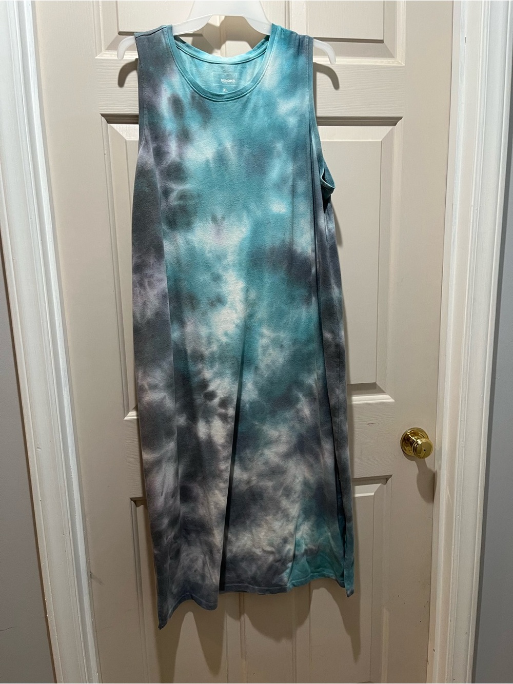 Sonoma Teal and Gray Tie-Dye Maxi Skirt